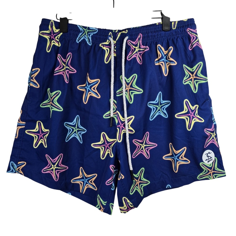 Uzzi Starfish Swim Trunks Shorts Elastic Waistband Drawstring‎ Lined Sz XXL